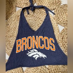 Upcycled Denver broncos halter top